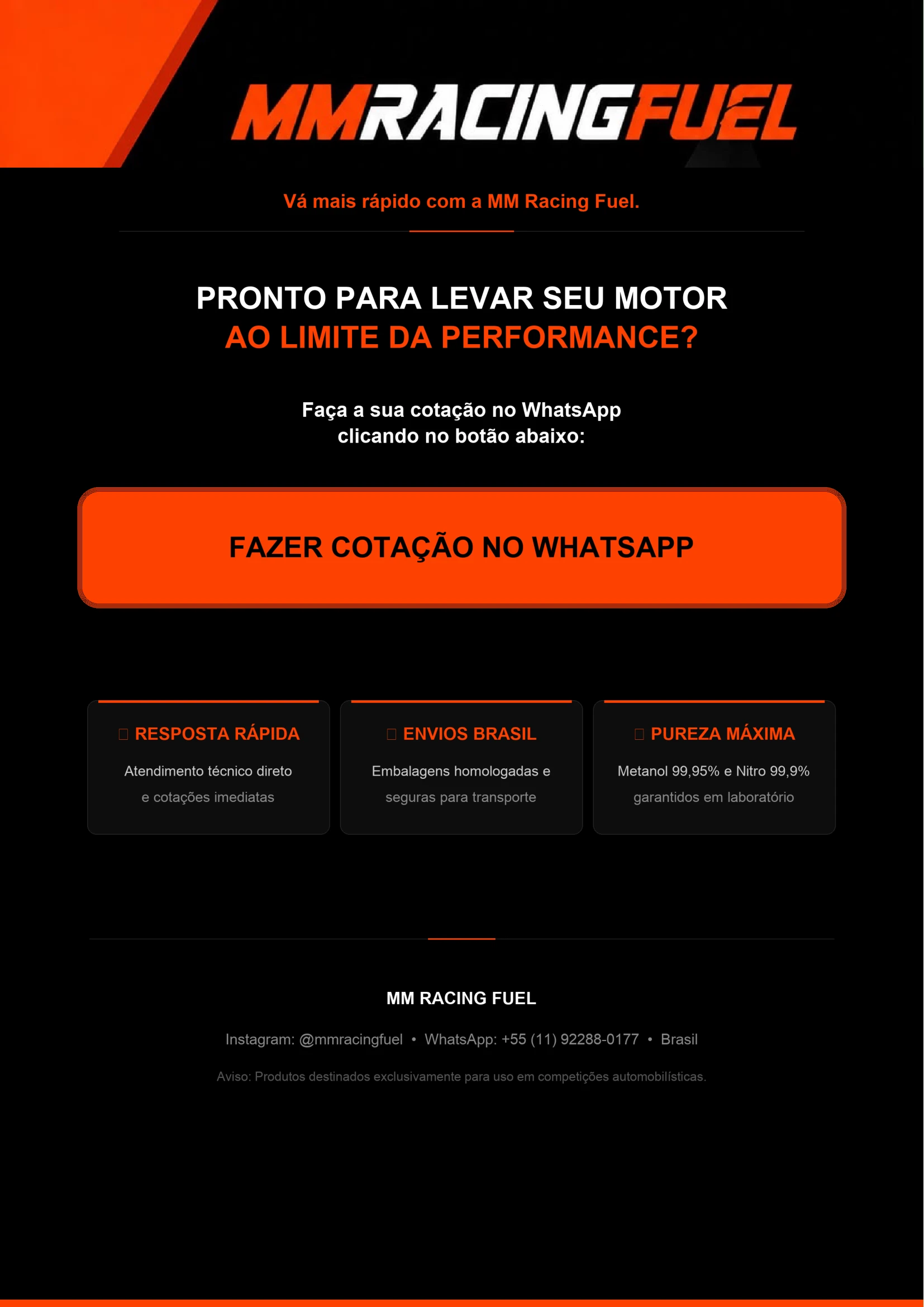 Faça sua cotação no WhatsApp MM Racing Fuel